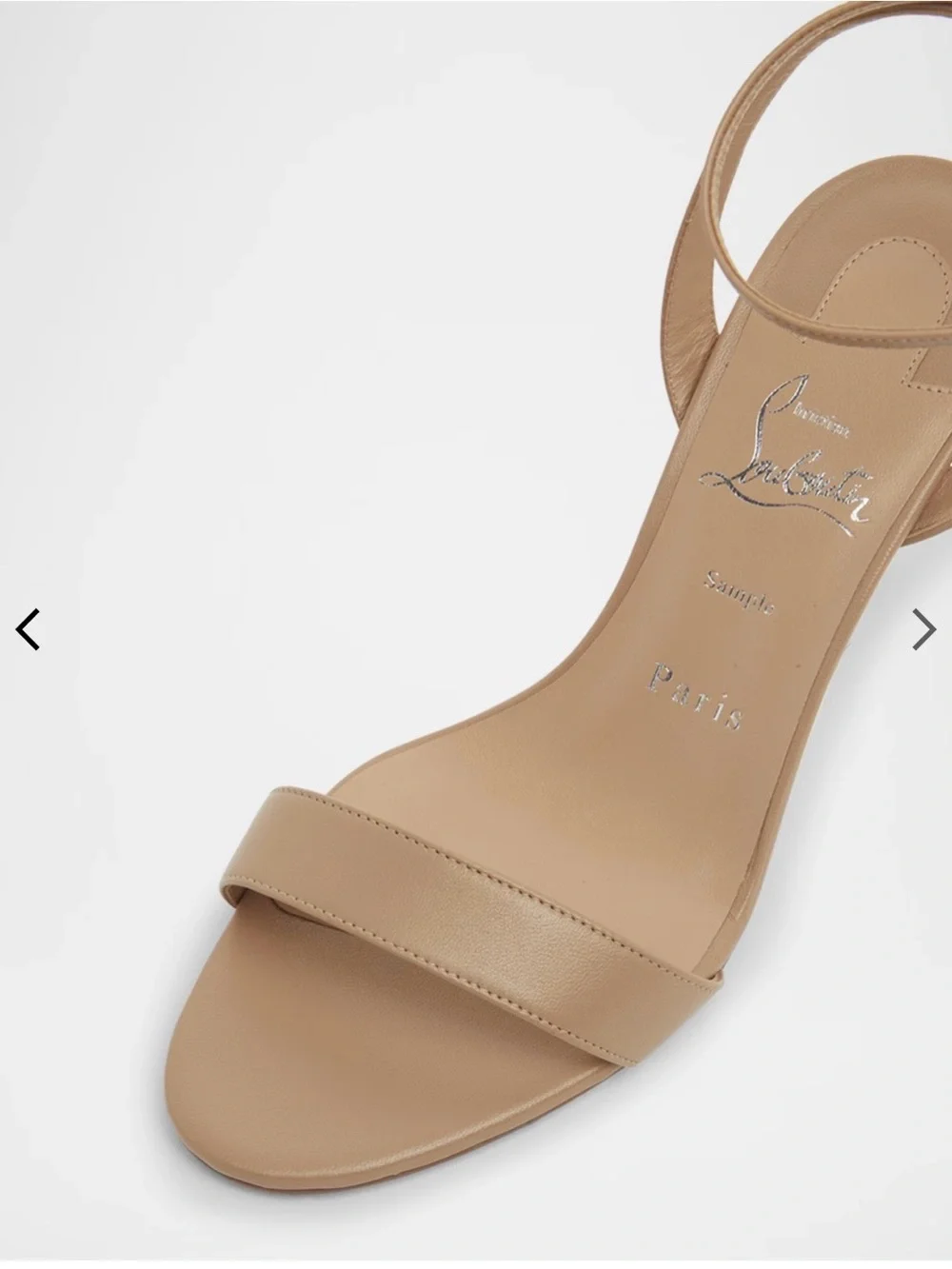Christian Louboutin Nude Beige Ankle Strap Sandals with Red Sole